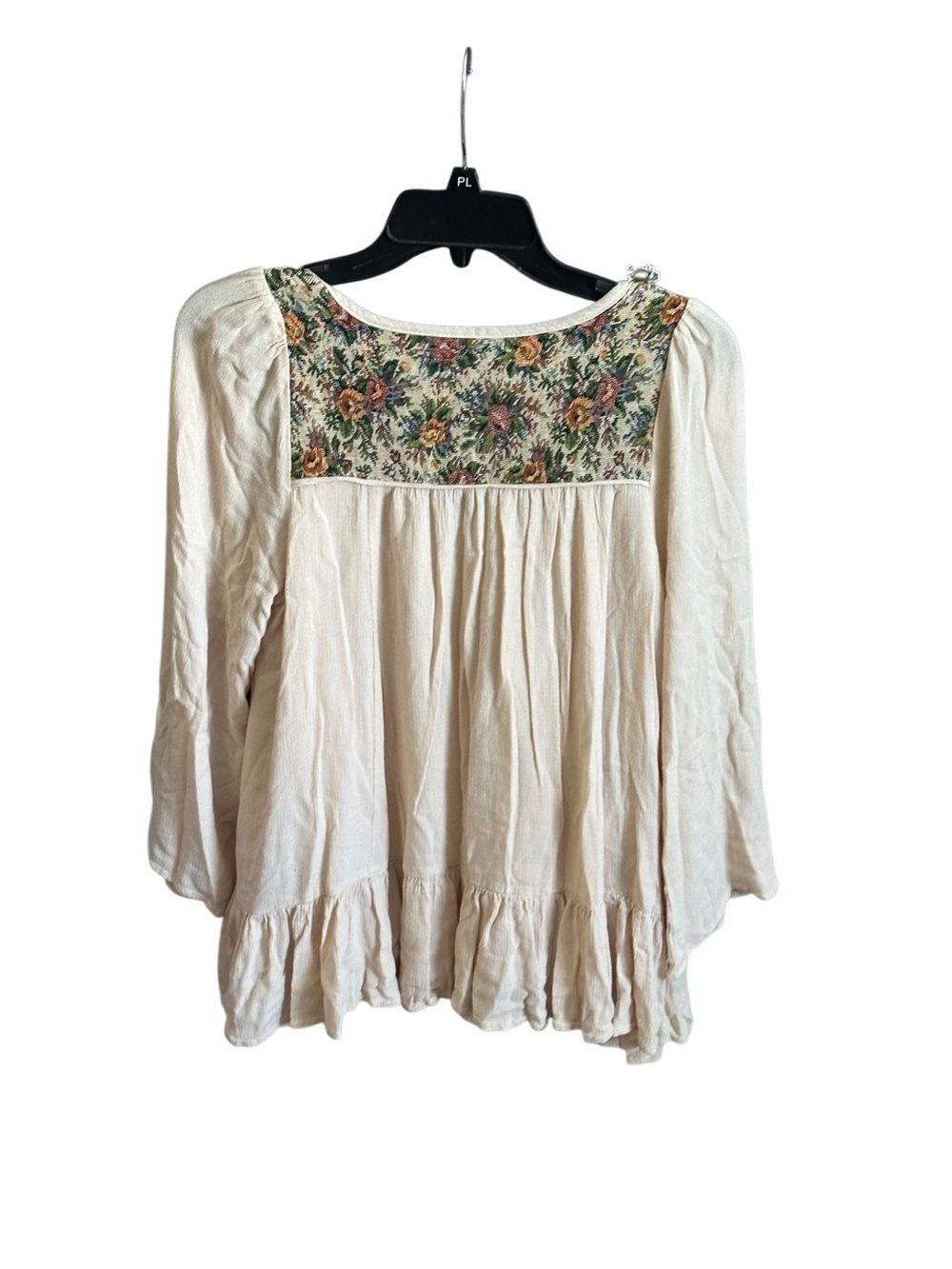 Altar'd State Cream Embroidered Yoke Tunic with Tie Front and Pockets. Medium - Picture 4 of 9